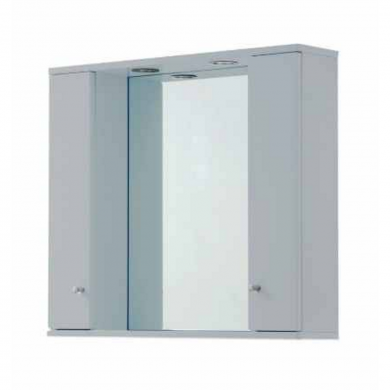 Ikoma Bathroom Mirror with Side Cupboards & Lights Pearl Grey 800 x 700mm
