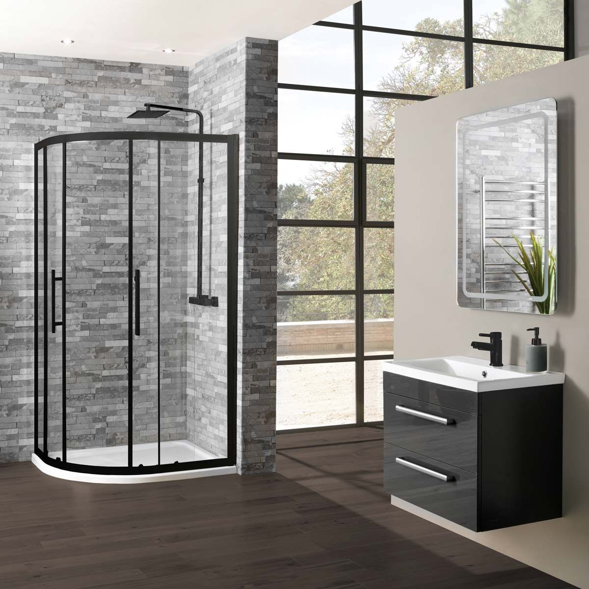1200 x 800mm Offset Quadrant Shower Enclosure Easy Clean 6mm Sliding Shower Cubicle Door 
