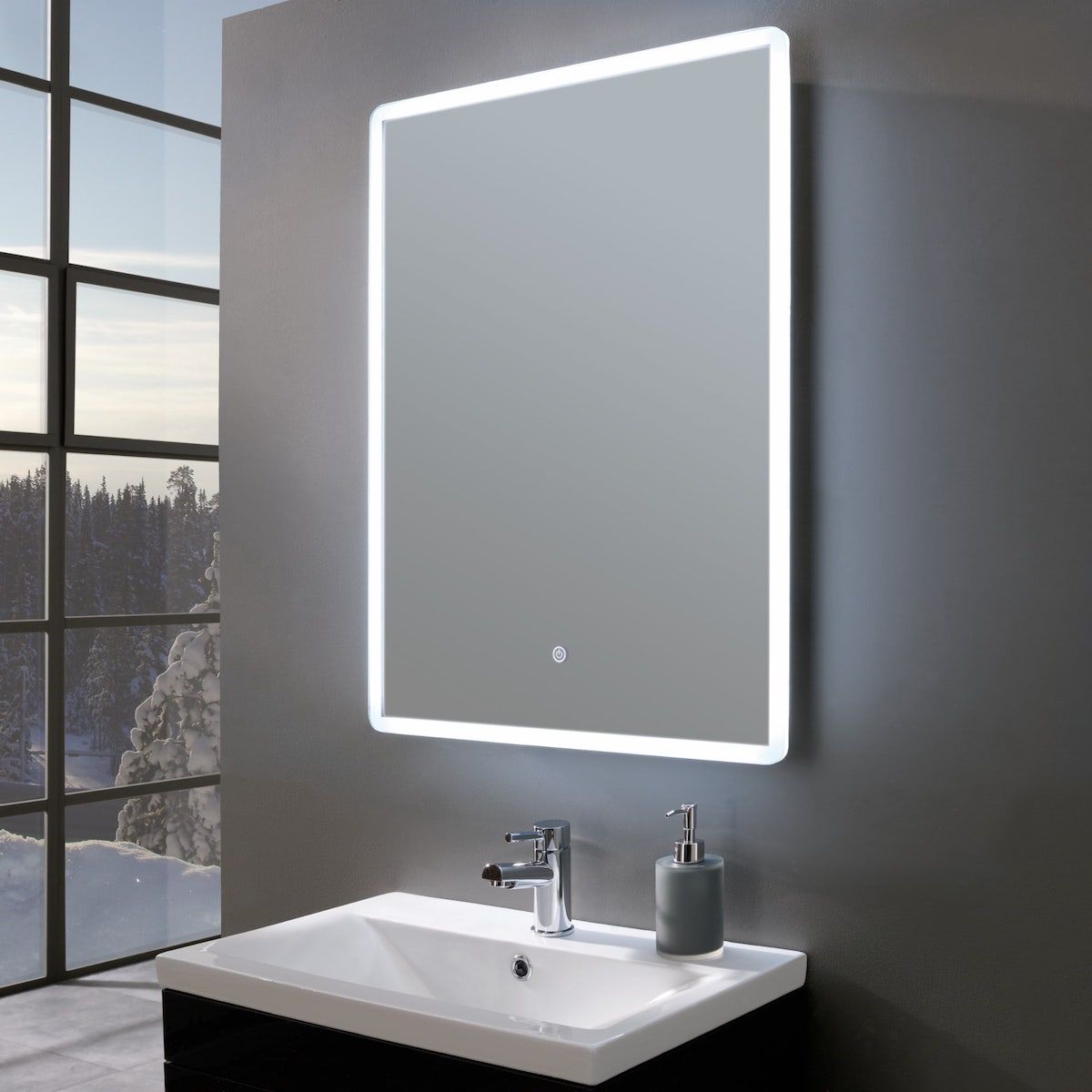 Demister Pad and 3x Magnifier Wall Mounted Multifunction LED Bathroom Vanity Mirror with Touch Switch Vertical EMKE Backlit Illuminated Bathroom Mirror with Shaver Socket 500x700mm