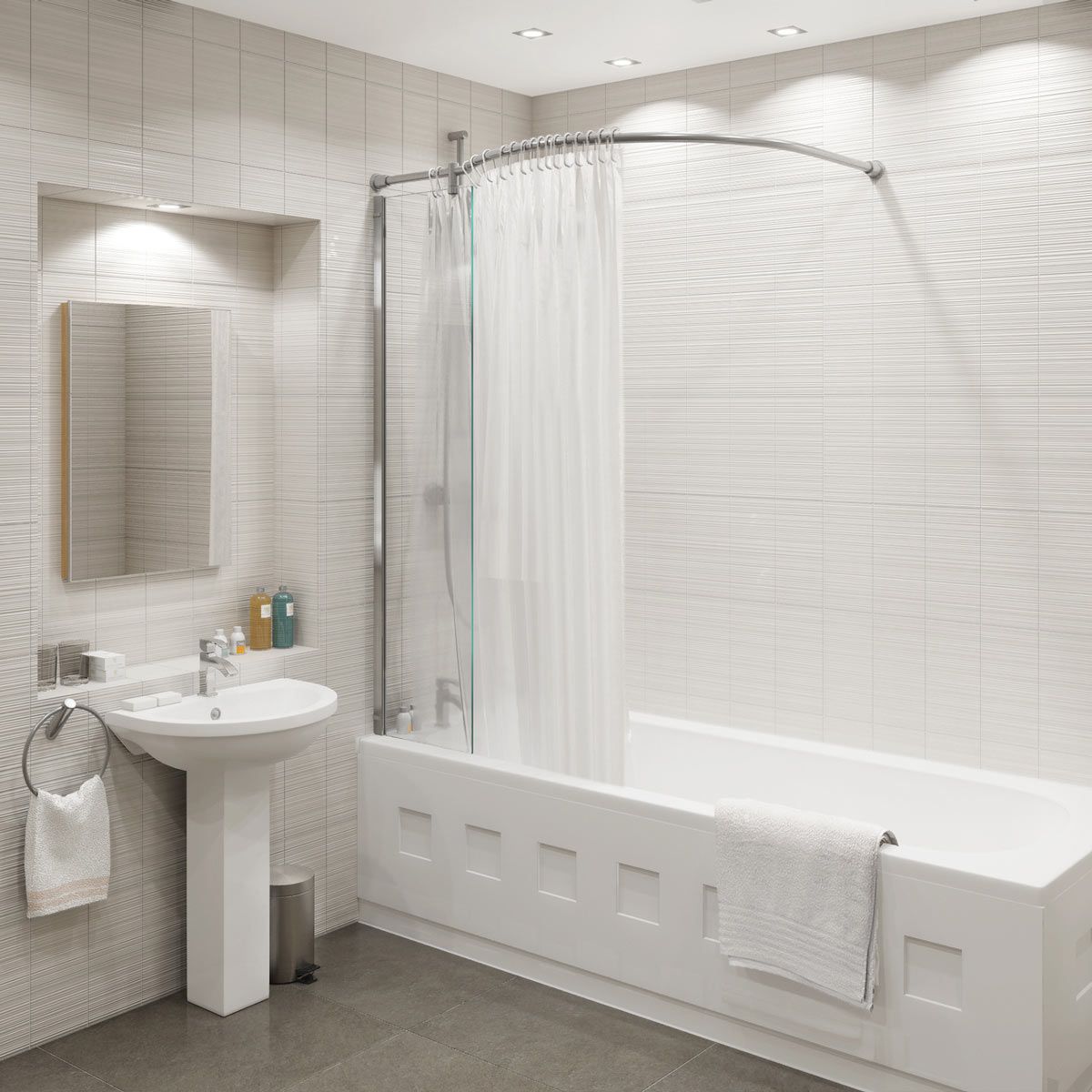 Kudos Inspire Over Bath Shower Panel, Large Circular Shower Curtain Rail