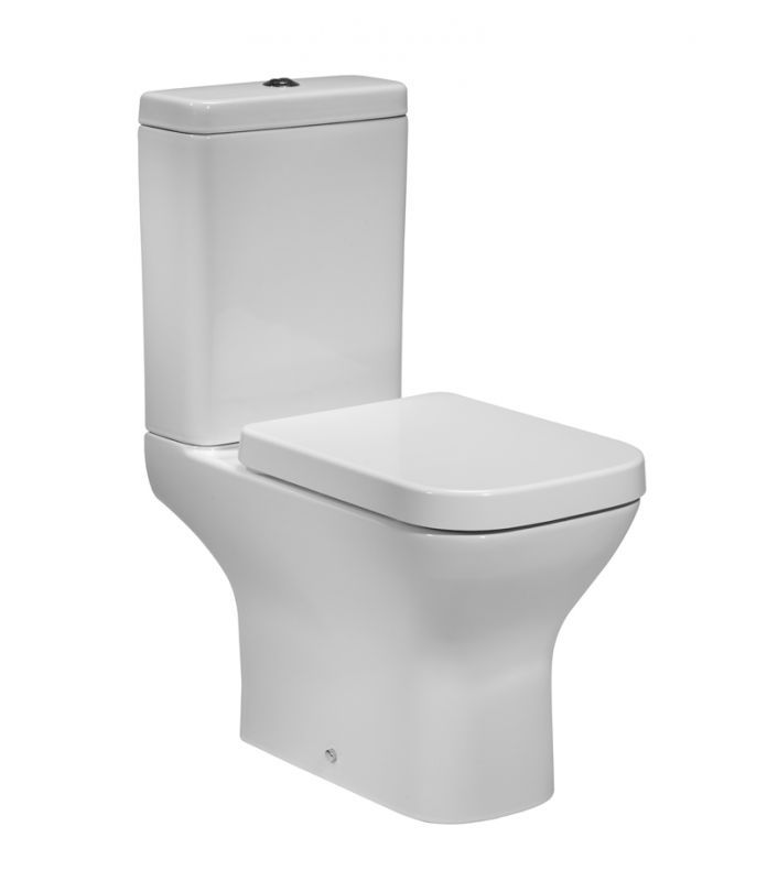 Round Compact Open Back close coupled Toilet pan WC Wrap Over Soft Seat cistern 