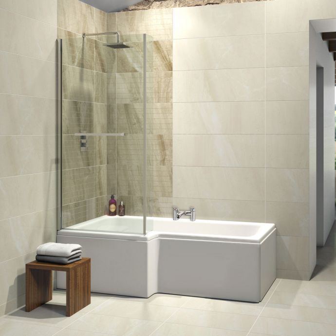 Trojan Elite / Solarna L Shape Shower Bath Screen & Rail