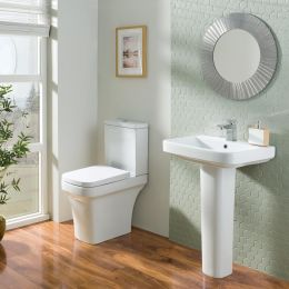 Hensol Comfort Height Open Back Close Coupled Toilet with Soft Close Seat