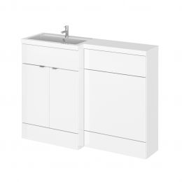Hudson Reed Fusion Combination Furniture & Basin White Gloss 1205mm Left Hand Option A