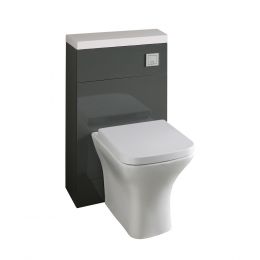 Hudson Reed Fusion Back To Wall Toilet Unit & Worktop Grey Gloss 500mm