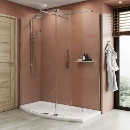Kudos Ultimate 2 8mm Curved Walk In Shower Enclosure 1500 x 700 with Shower Tray