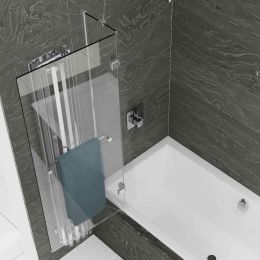 Kudos Inspire 8mm Two Panel Out Swing Bath Screen with Towel Rail Left Hand