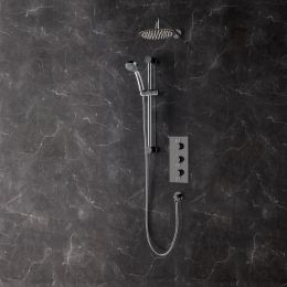 Rondo Thermostatic Triple Concealed Shower Valve System with Fixed Shower Head