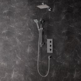 Rondo Thermostatic Triple Concealed Shower Valve with Square Shower System