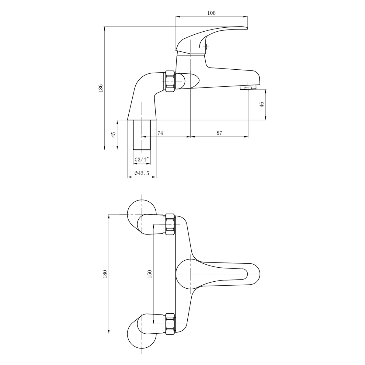 Dee Bath Filler Dimensions
