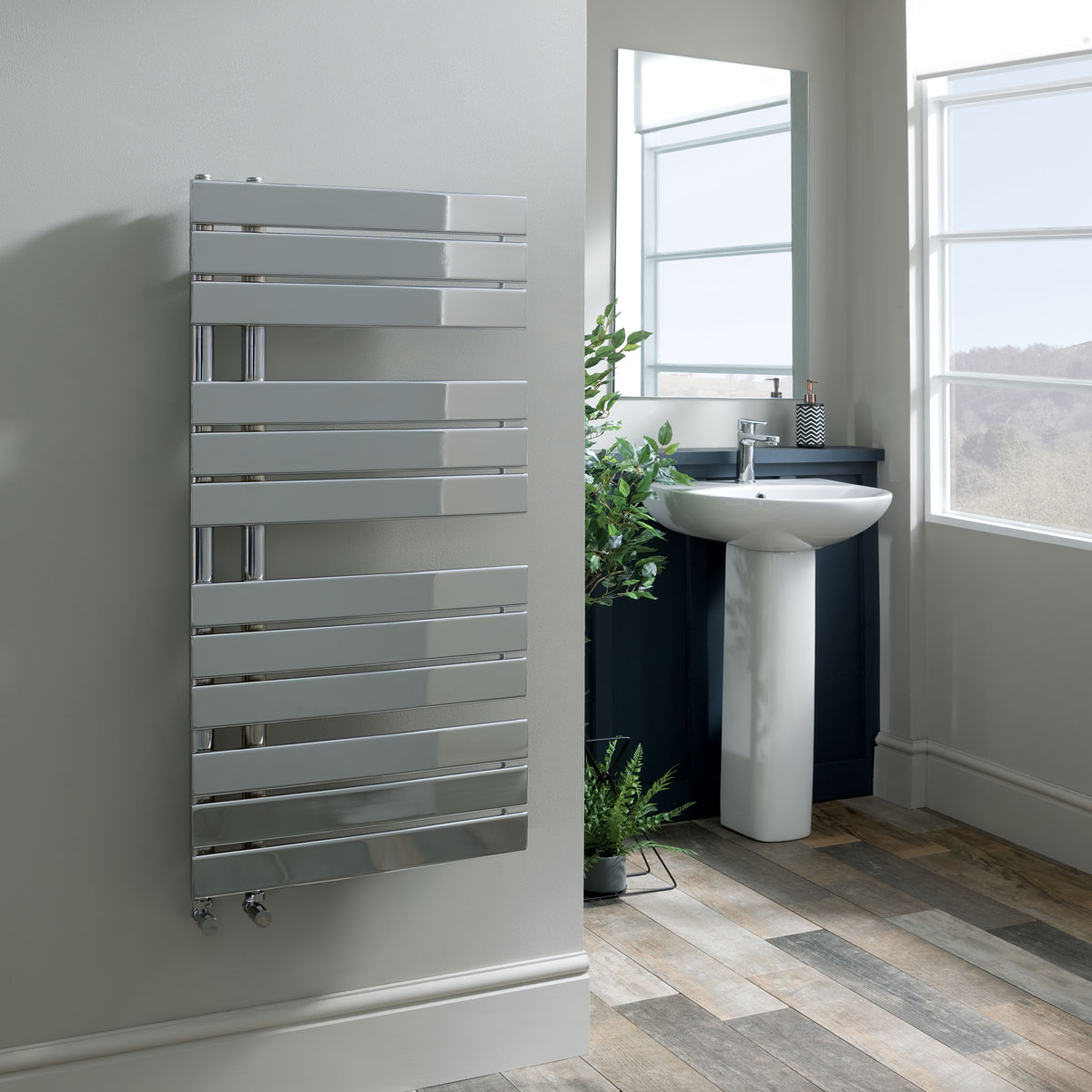 Dion Designer Towel Radiator Chrome 1080 x 550mm