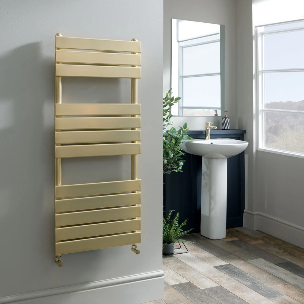 Egadi Designer Towel Radiator Brushed Brass