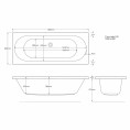 Trojancast Cascade Reinforced Double Ended 14 Jet Whirlpool Bath 1800 x 800 with LED Light & Bath Waste Dimensions