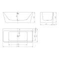 Falmouth Freestanding D Shape Bath 1700 x 750 with Waste Dimensions