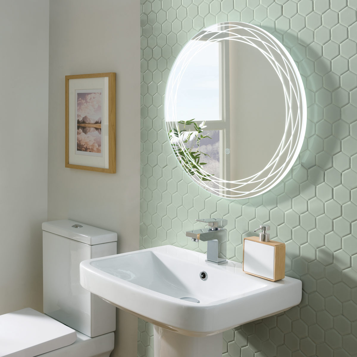 Round led mirror sale 600mm