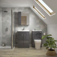 Hudson Reed Fusion Back To Wall Toilet Unit & Worktop Grey Gloss 600mm Room