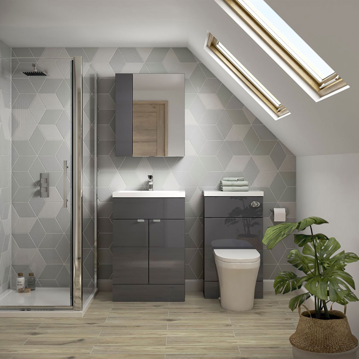 Hudson Reed Fusion Vanity Unit & Basin Grey Gloss 500mm