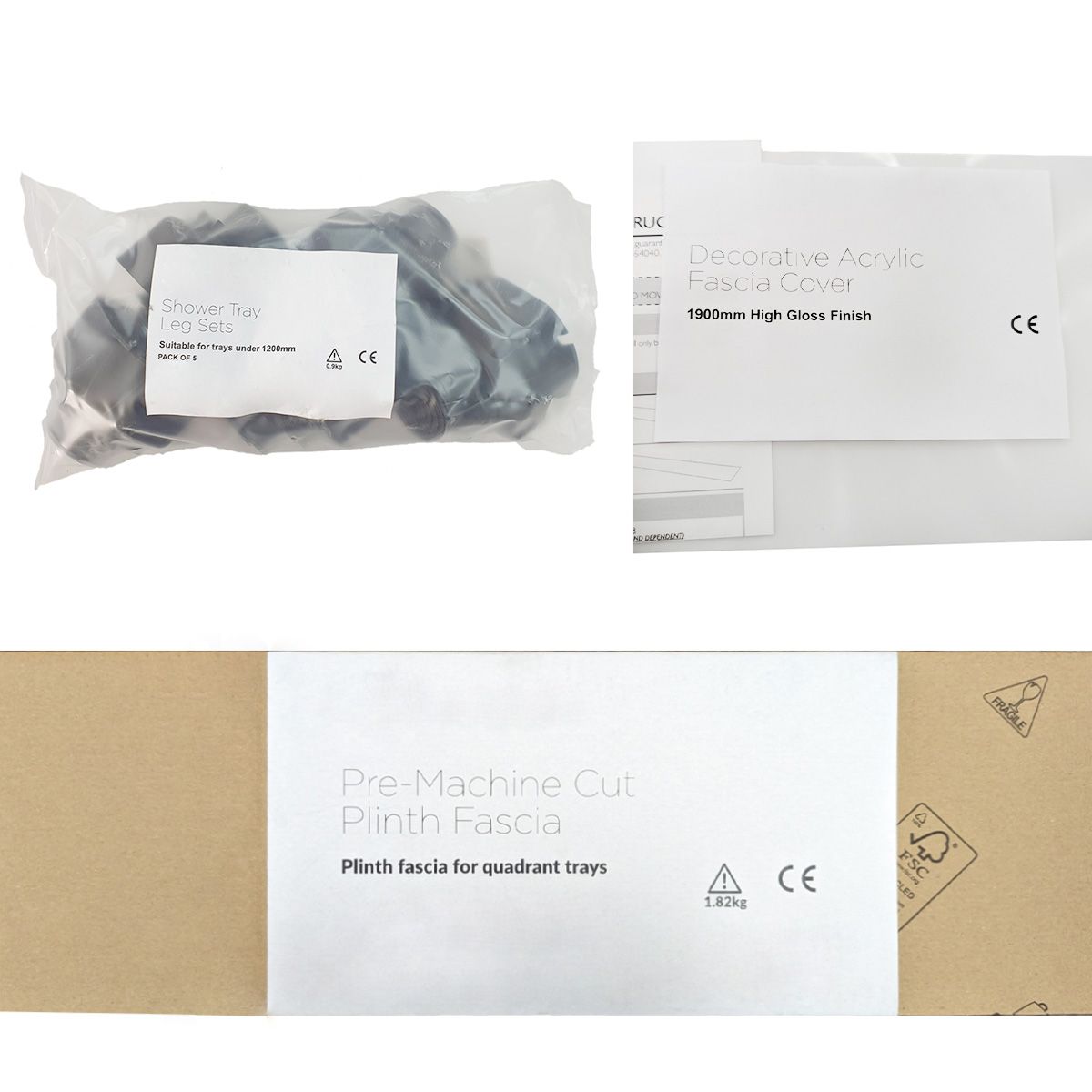 KStone Quadrant Riser Return Panel & Leg Set White