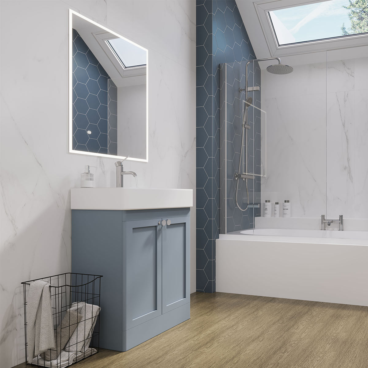 Genevieve Vanity Unit & 1 Tap Hole Basin Matt Blue 575mm