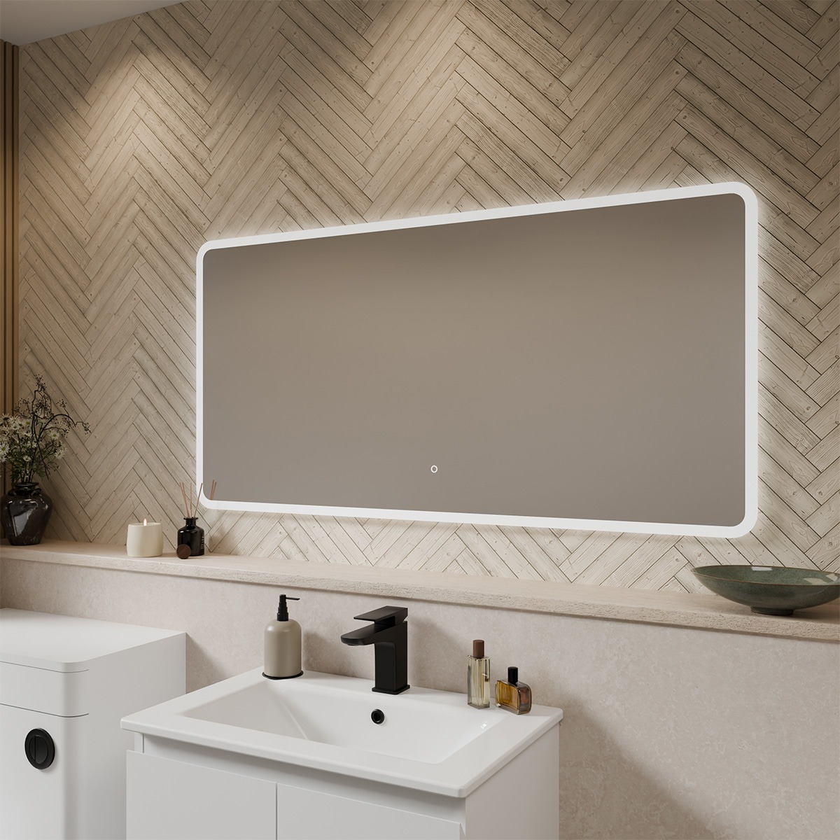 Glamour Ultra Slim Rectangular LED Illuminated Mirror 1200 x 600mm