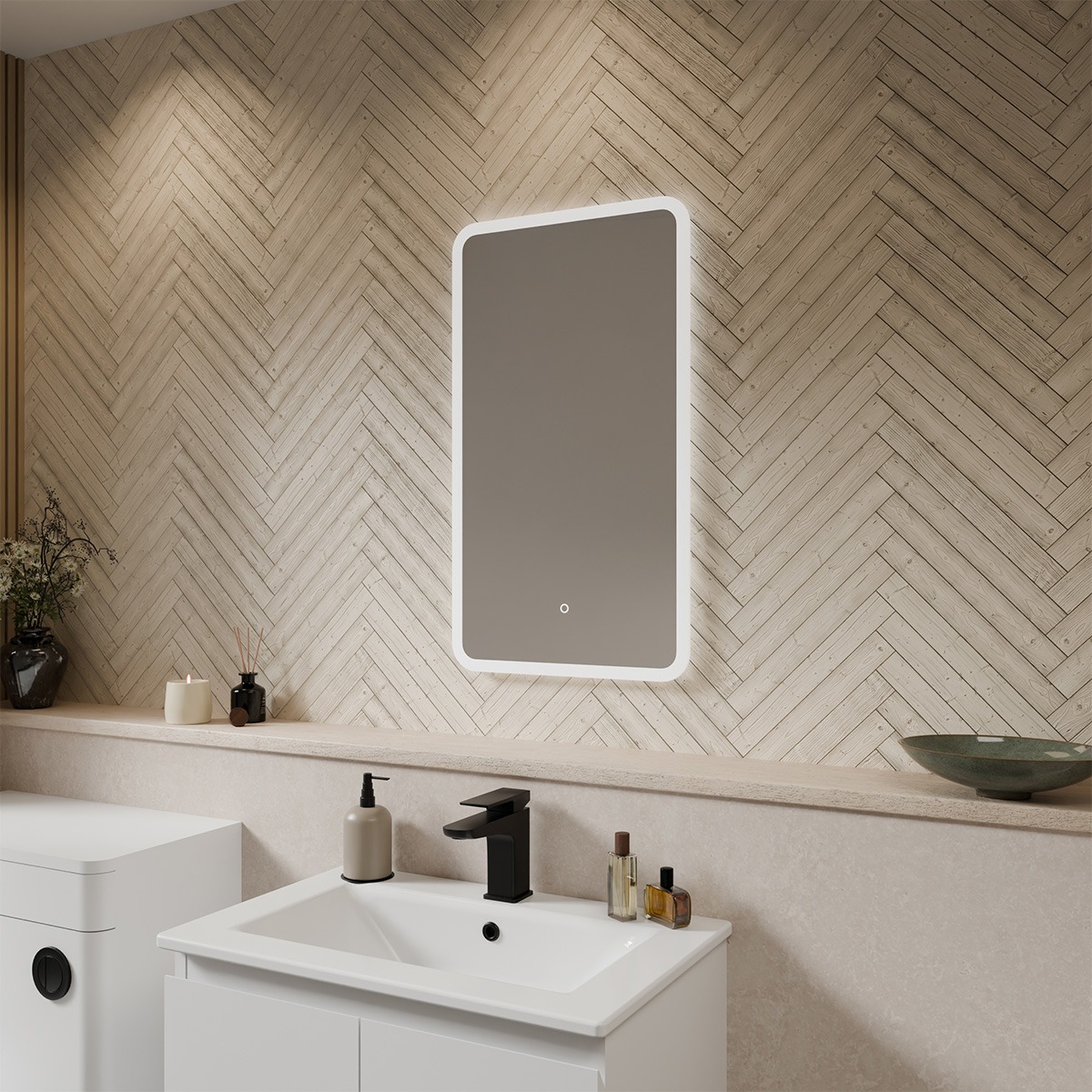 Glamour Ultra Slim Rectangular LED Illuminated Mirror 400 x 700mm