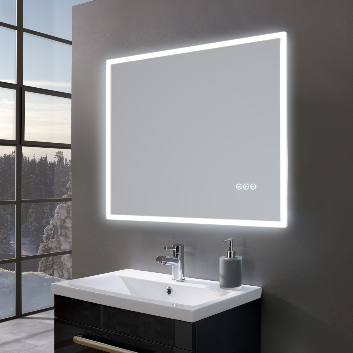 Bathroom mirror online top light