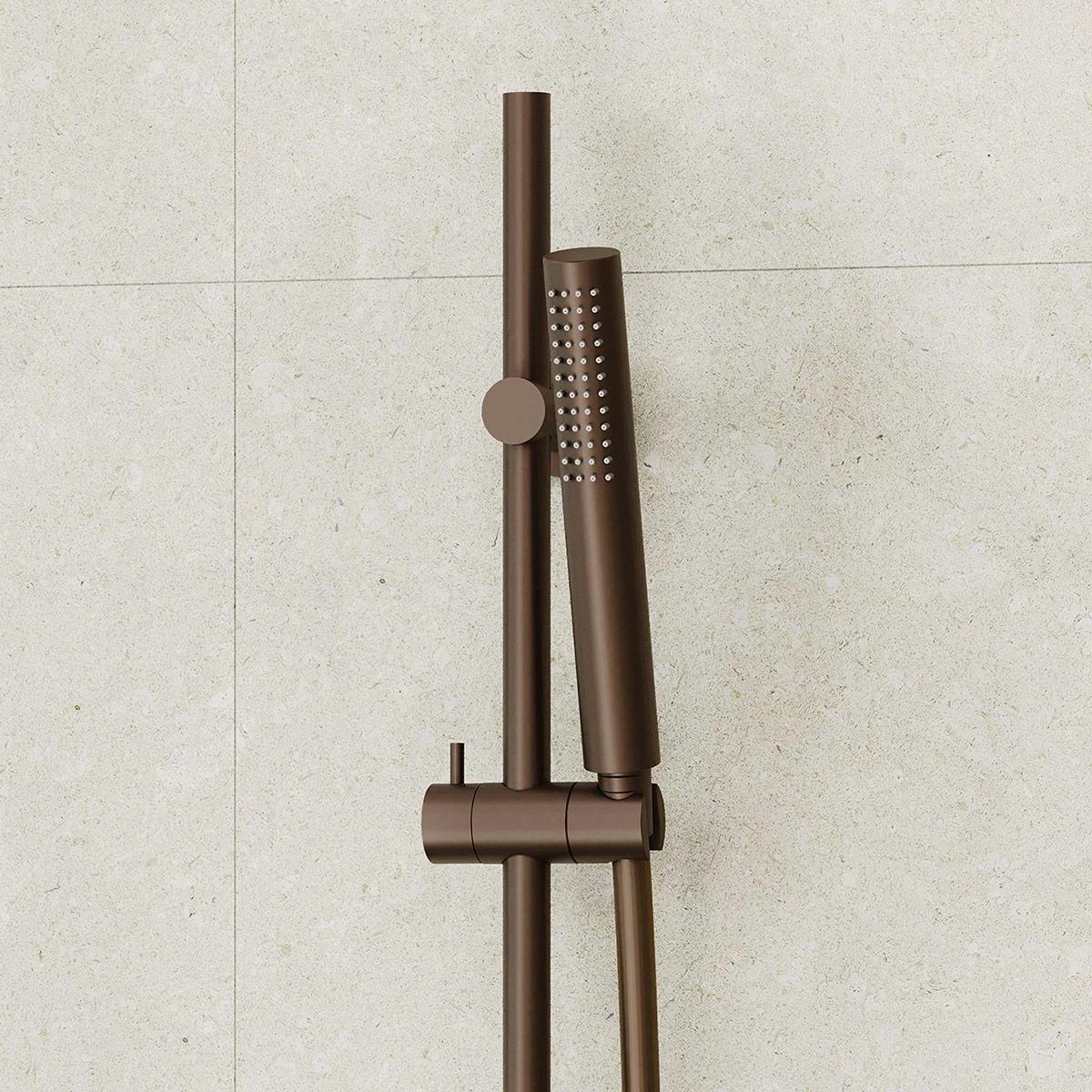 Globe Round Thermostatic Dual Function Concealed Shower Valve System Brushed Bronze