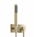 Globe Thermostatic Twin Concealed Shower Valve with Shower Handset and Hose Brushed Brass