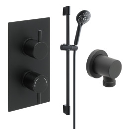 Globe Thermostatic Twin Concealed Shower System Matt Black