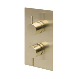 Globe Thermostatic Twin Concealed Shower Valve Brushed Brass