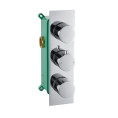 Globe Thermostatic Twin Outlet Triple Concealed Shower Valve Chrome