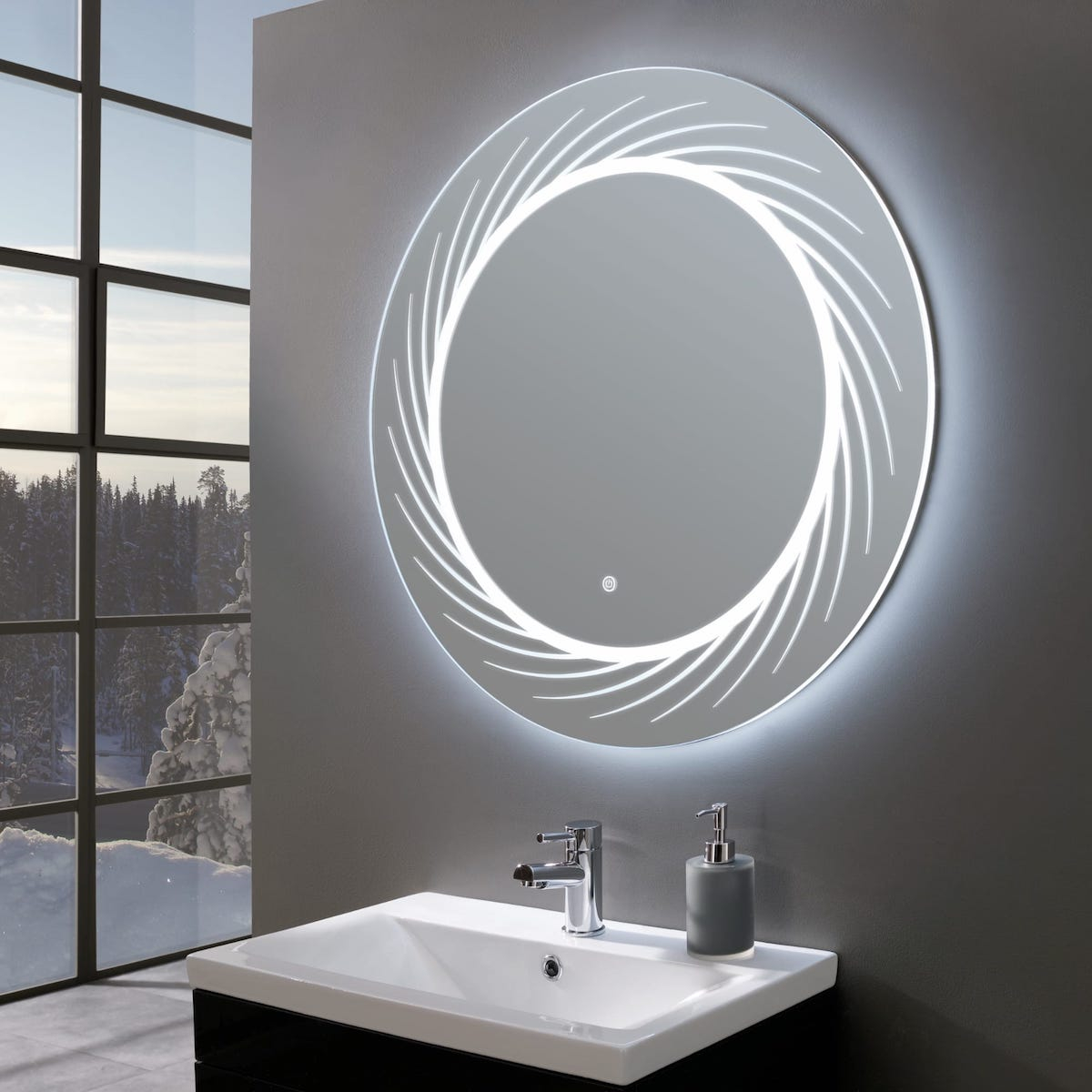 Small top backlit mirror