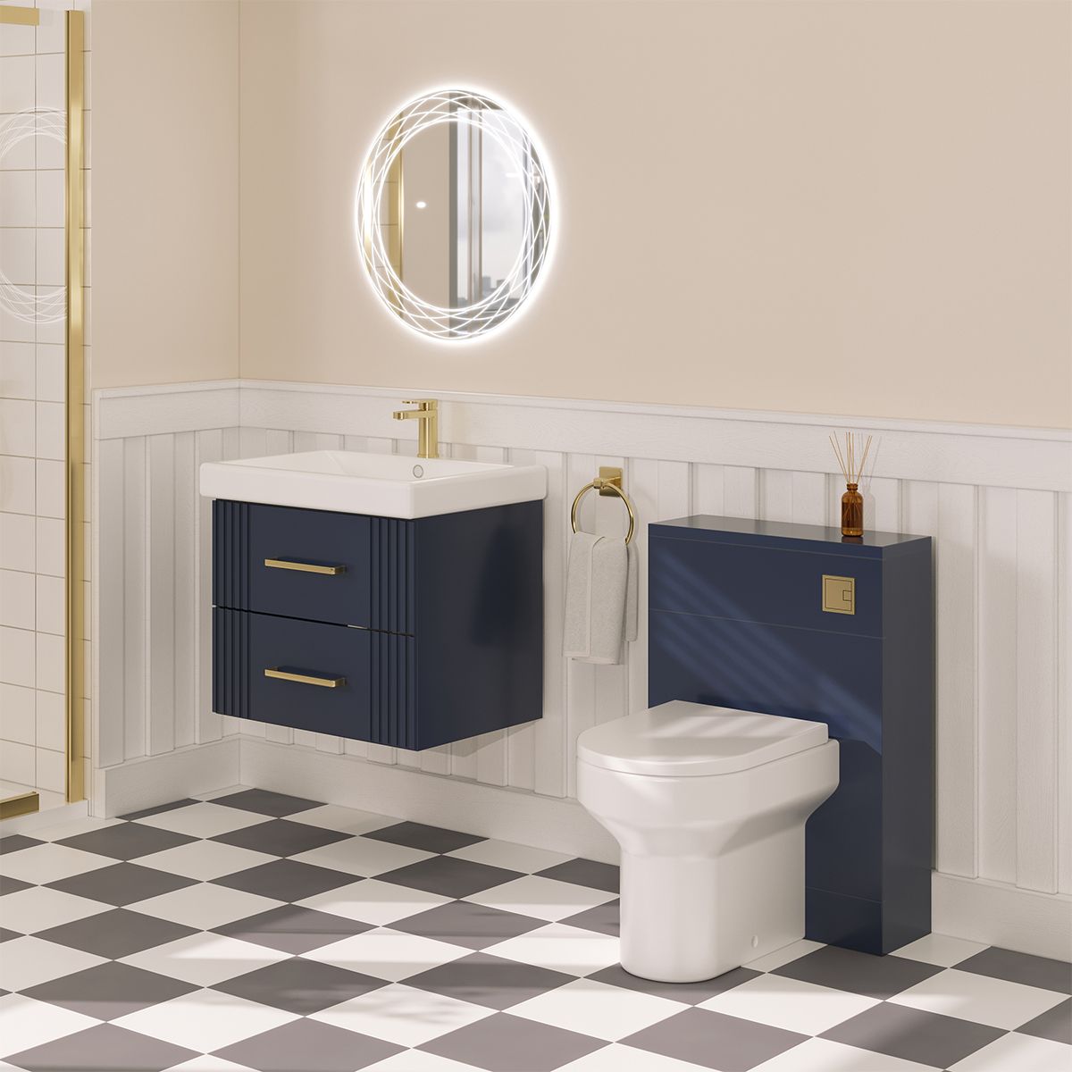 Groove Wall Hung Vanity Unit & Basin Matt Indigo 500mm