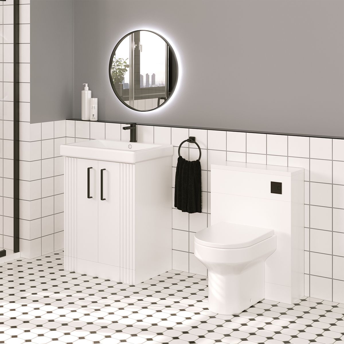 Groove Vanity Unit & Basin Matt White 600mm