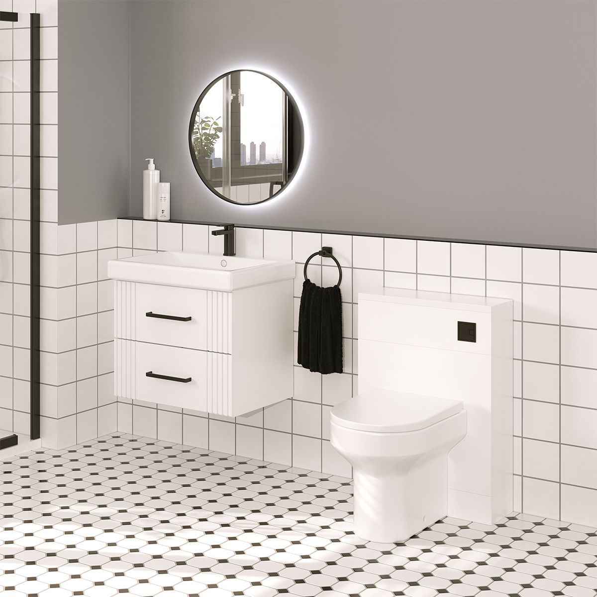 Groove Wall Hung Vanity Unit & Basin Matt White 600mm