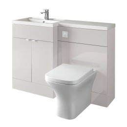 Hudson Reed Fusion Combination Furniture & Basin Grey Mist Gloss 1200mm Left Hand Option A