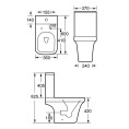 Hensol Open Back Close Coupled Toilet with Soft Close Seat Dimensions