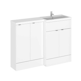 Hudson Reed Fusion Combination Furniture & Basin White Gloss 1205mm Right Hand Option B