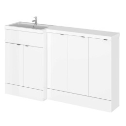 Hudson Reed Fusion Combination Furniture & Basin White Gloss 1505mm Left Hand Option C