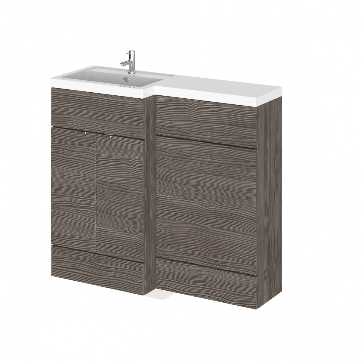 Hudson Reed Fusion Combination Furniture & Basin Grey Avola 1005mm Left Hand