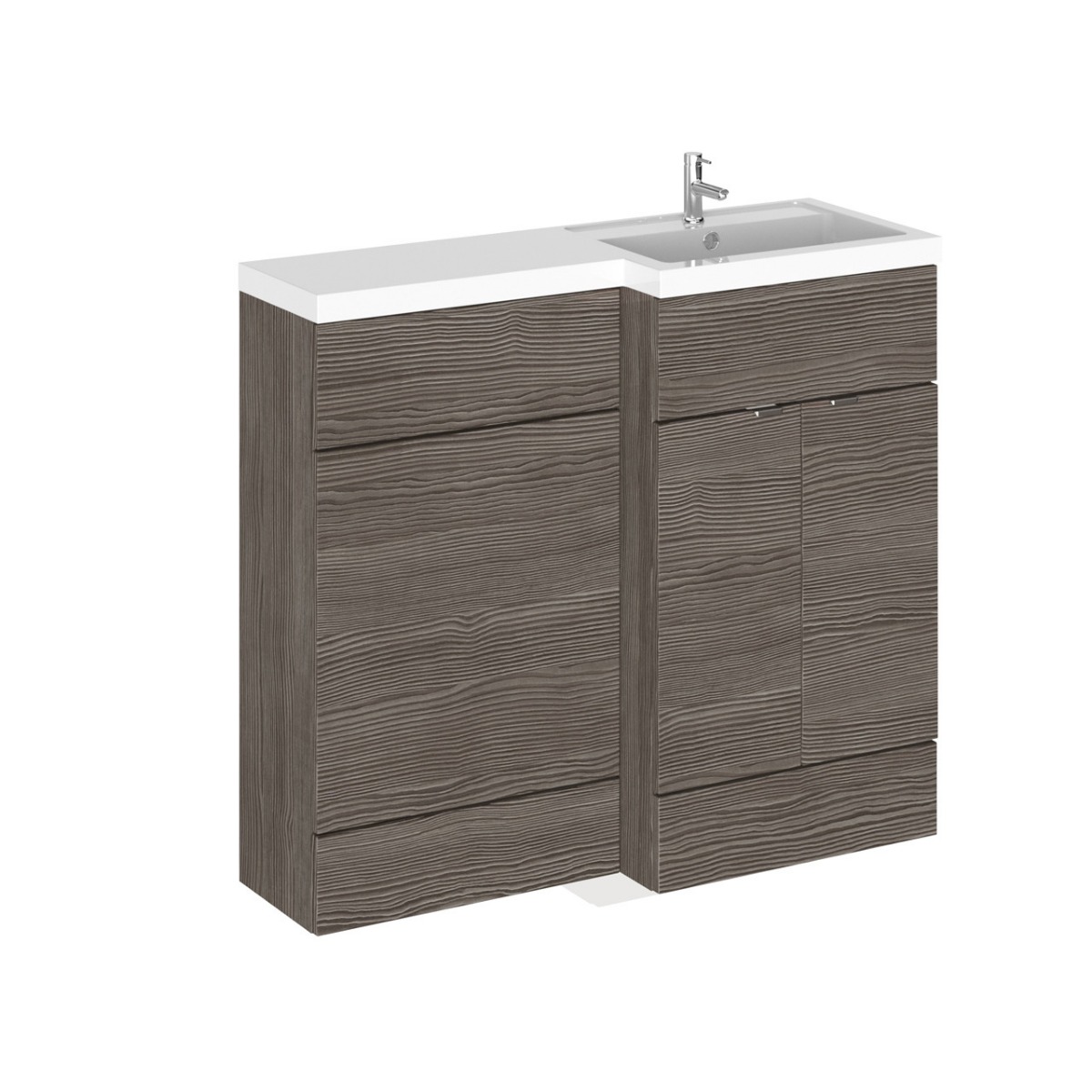 Hudson Reed Fusion Combination Furniture & Basin Grey Avola 1005mm Right Hand