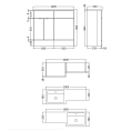 Hudson Reed Fusion Combination Furniture & Basin Grey Avola 1005mm Right Hand Dimensions