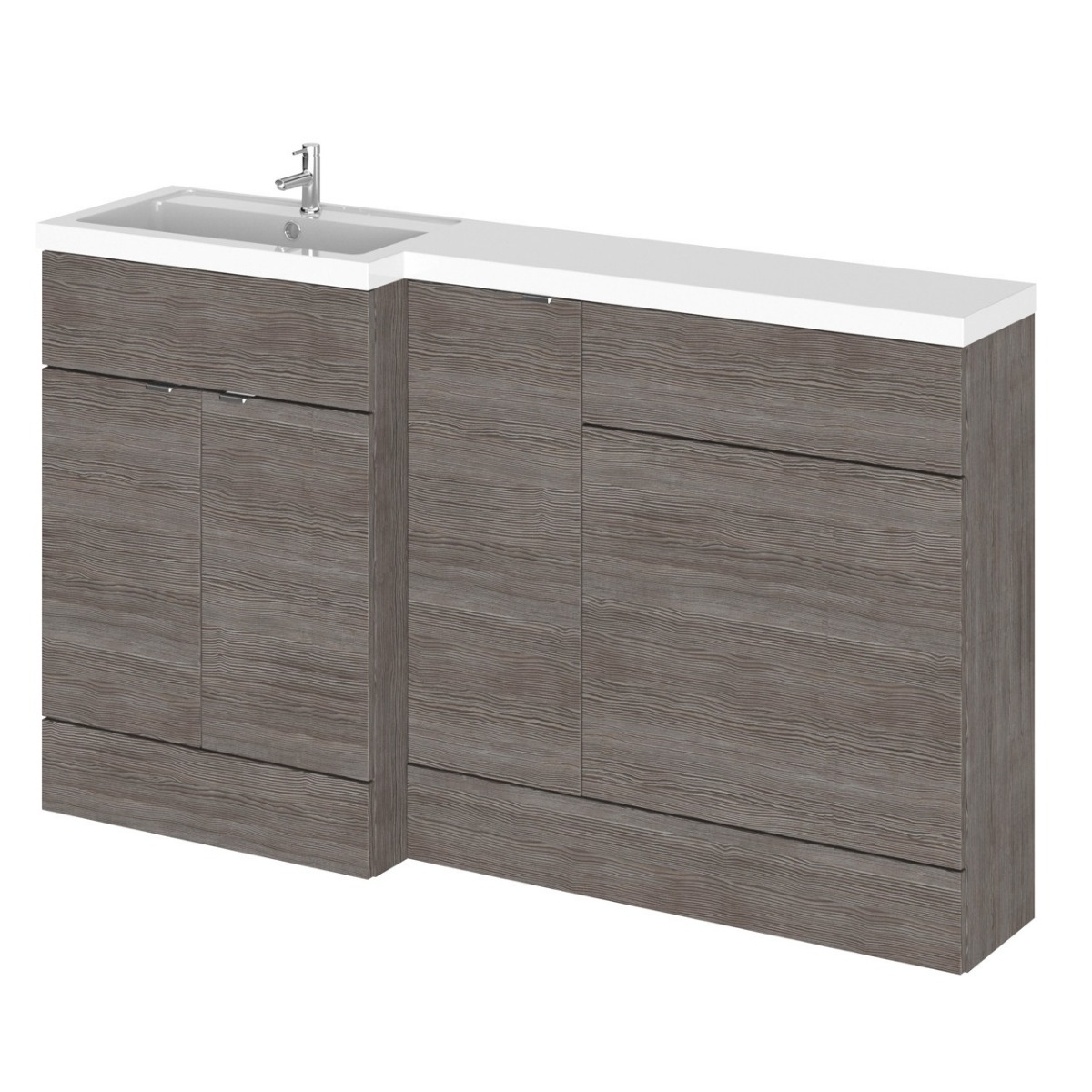 Hudson Reed Fusion Combination Furniture & Basin Grey Avola 1500mm Left Hand Option B