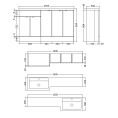 Hudson Reed Fusion Combination Furniture & Basin Grey Avola 1505mm Left Hand Option C Dimensions