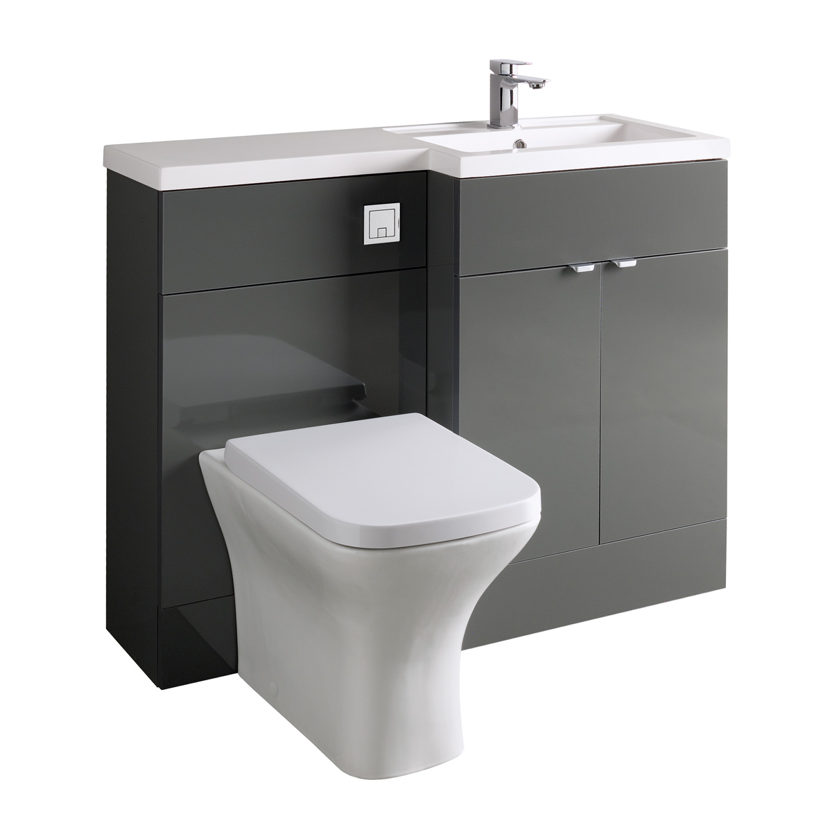 Hudson Reed Fusion Combination Furniture & Basin Grey Gloss 1005mm Right Hand