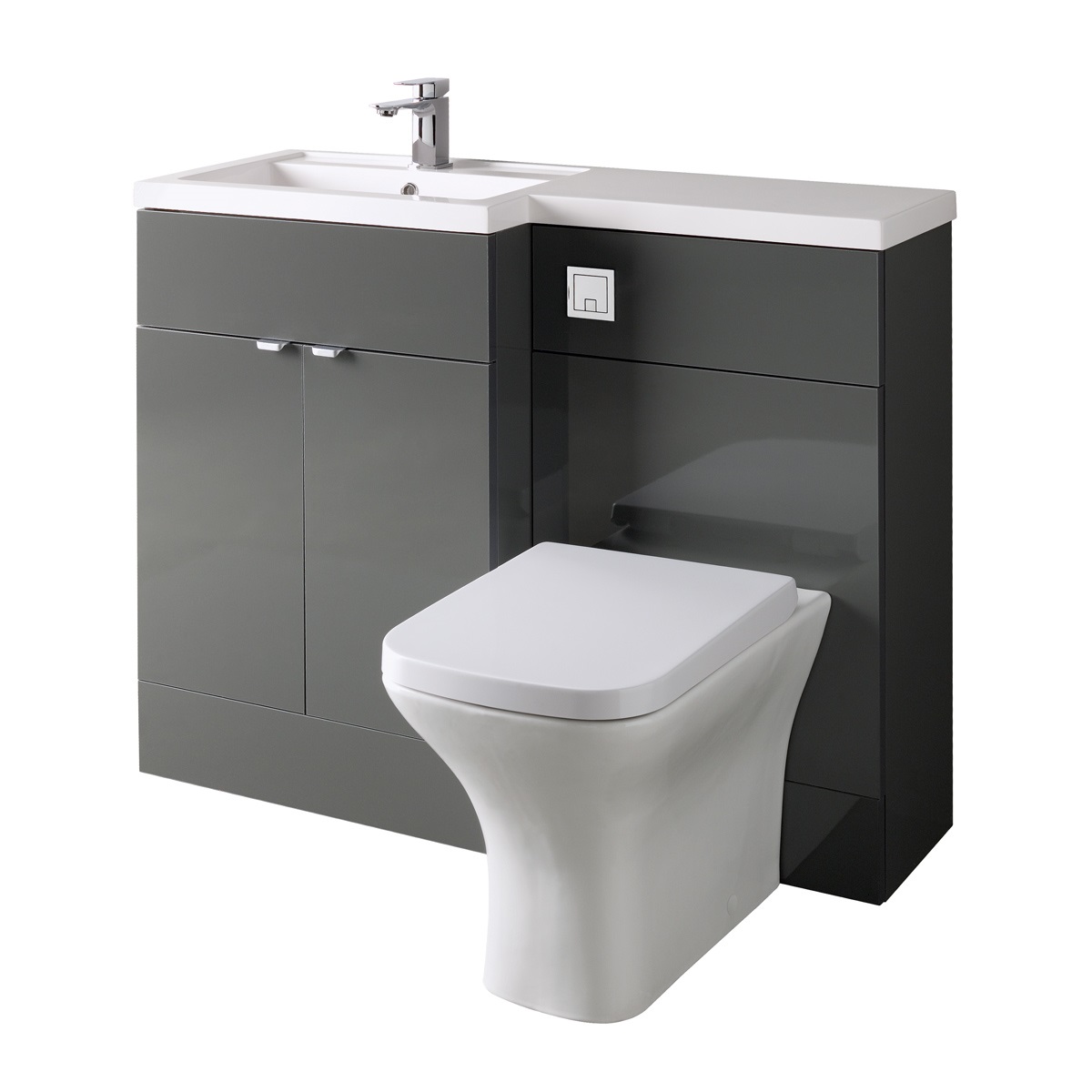 Hudson Reed Fusion Combination Furniture & Basin Grey Gloss 1105mm Left Hand