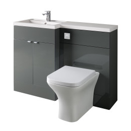 Hudson Reed Fusion Combination Furniture & Basin Grey Gloss 1205mm Left Hand Option A