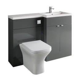 Hudson Reed Fusion Combination Furniture & Basin Grey Gloss 1205mm Right Hand Option A