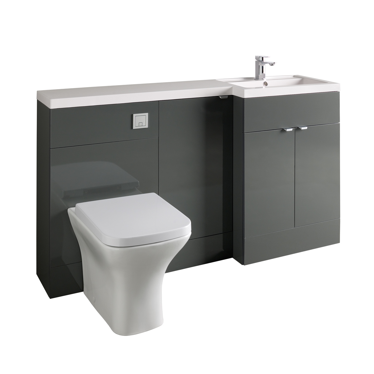 Hudson Reed Fusion Combination Furniture & Basin Grey Gloss 1505mm Right Hand Option A