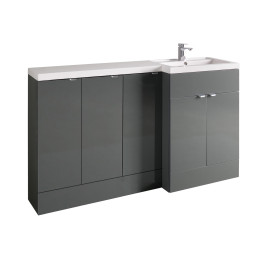 Hudson Reed Fusion Combination Furniture & Basin Grey Gloss 1500mm Right Hand Option C